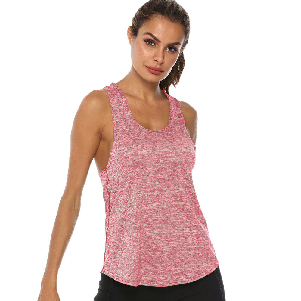 Wayleb Workout Sports Vest Women Running Cotton Top Gym Vest Tank Tops Racerback Yoga Athletic Sleeveless Shirts