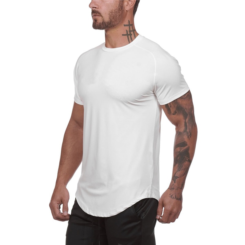 Brand Mesh Gym T Shirt Solid Sports Shirt Men Short Sleeve Rashgard ...