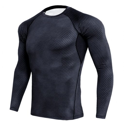 Men Black Long Sleeves Tights Sports Shirt Fitness Compression Tops S ...