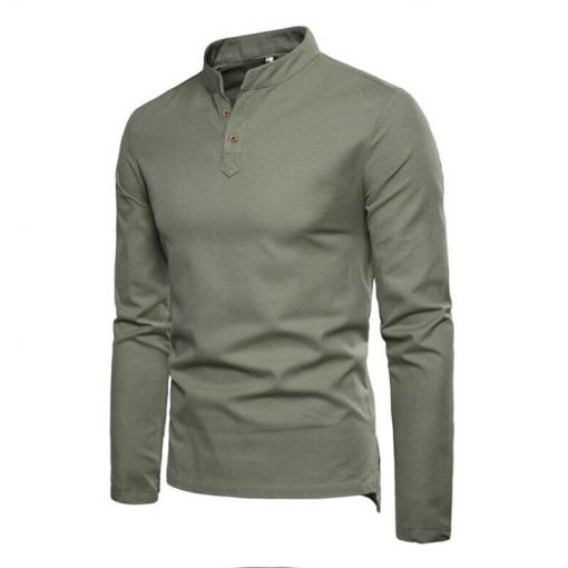 Men's dark grey pullover hot style casual long-sleeved shirt, cotton ...