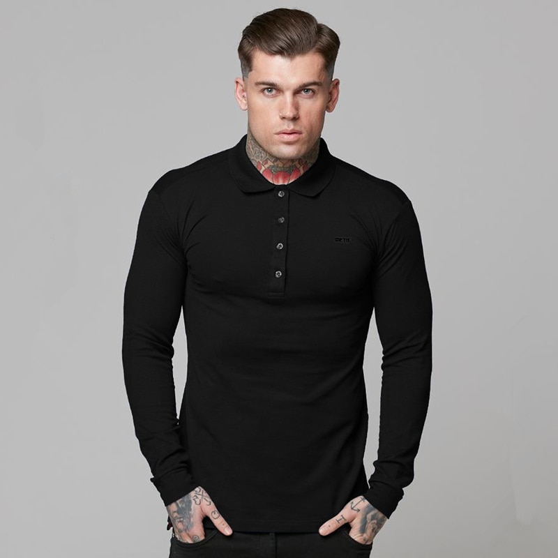 New style long sleeves Polo shirt Male Leisure sports embroidery polo ...