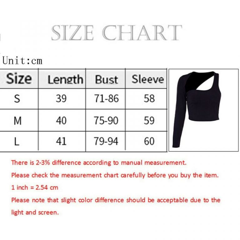 Women Gym Crop Top Long Sleeve T-Shirt Workout Athletic One Shoulder ...