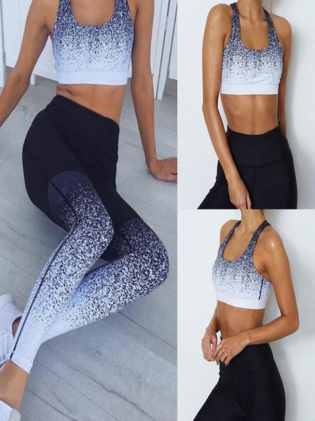 Ladies Sport Bra Vest Workout Gym Fitness Yoga Activewear Gradient Shape Wear UK